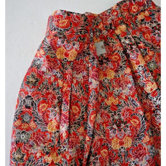 Maeve x Anthropologie Petite Sz L Rosie Floral Gold Metallic Pleated Skirt $118 - Picture 8 of 8